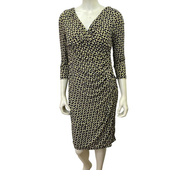 LAUREN RALPH LAUREN FAUX WRAP 3/4 SLEEVE‎ DRESS SIZE 6 - Picture 1 of 10